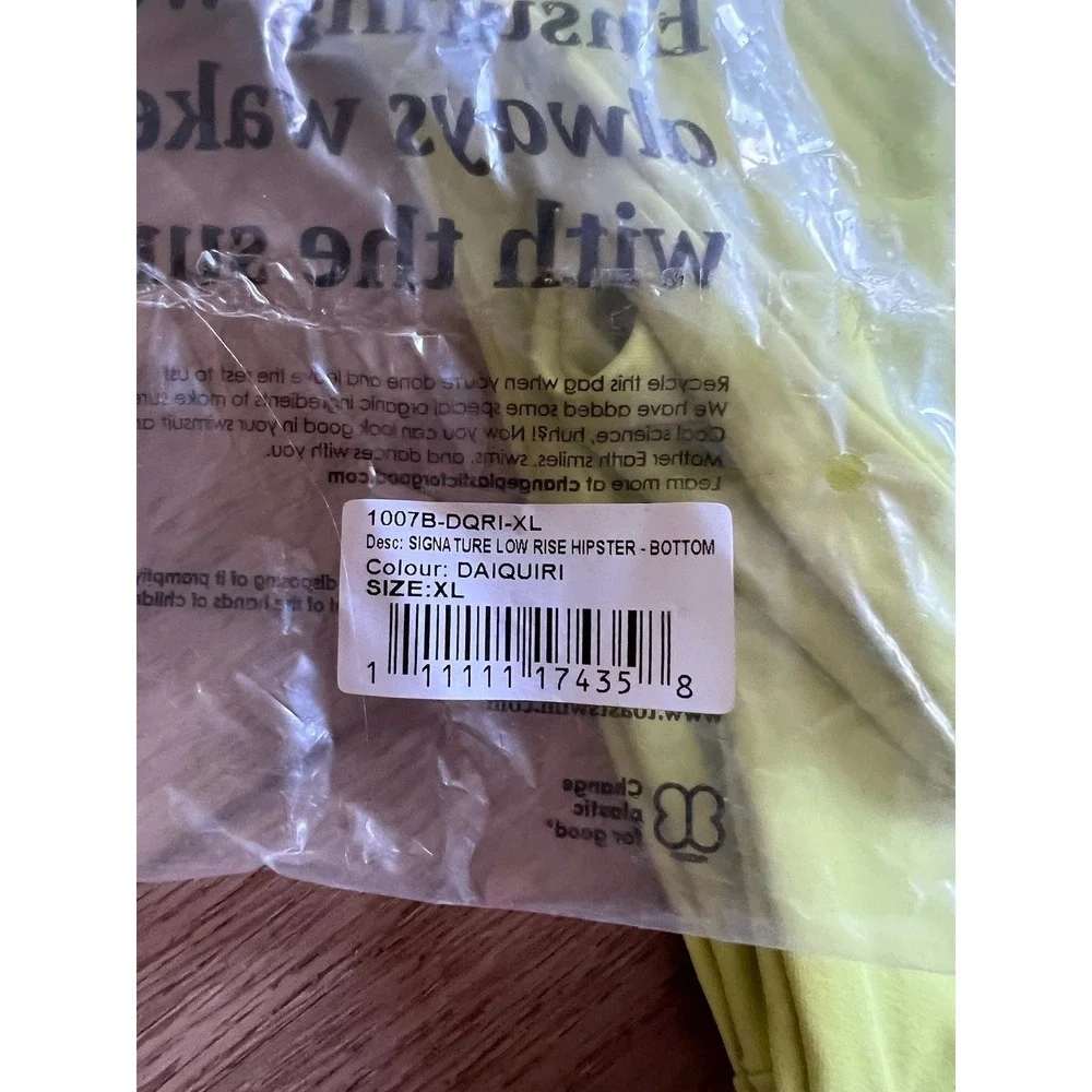 NWT Toast‎ Swim Daiquiri Signature Low Rise Hipster Bikini Bottoms Neon Lime XL